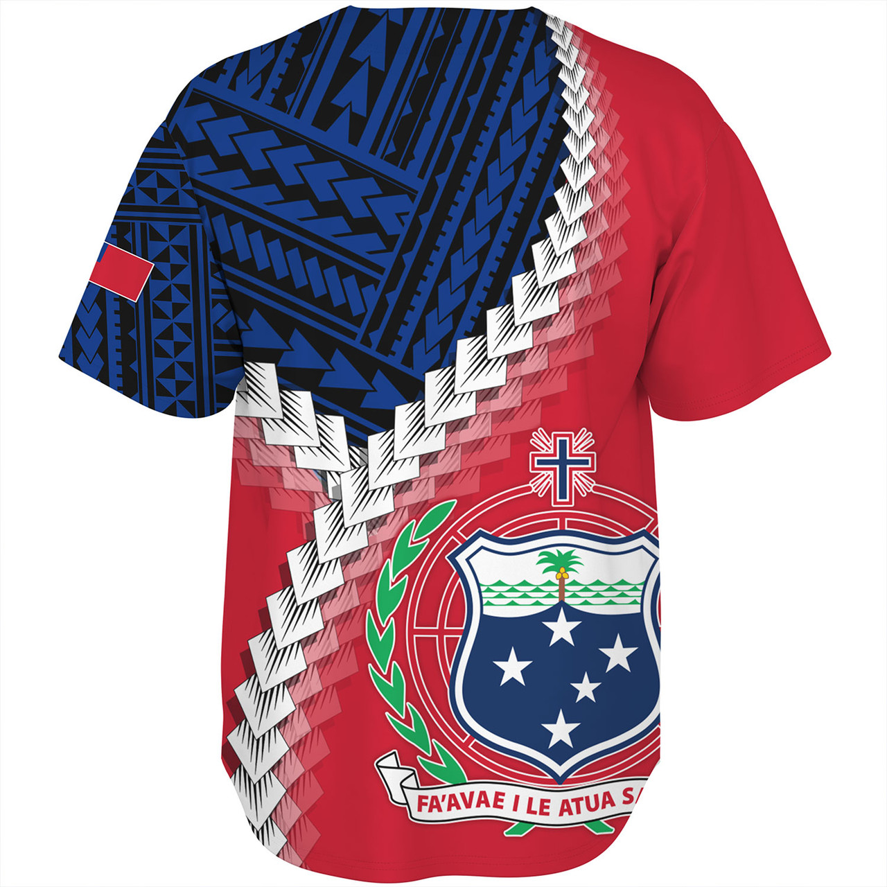 Samoa Baseball Shirt Samoa Coat Of Arms With Polynesian Tattoo Flag Style