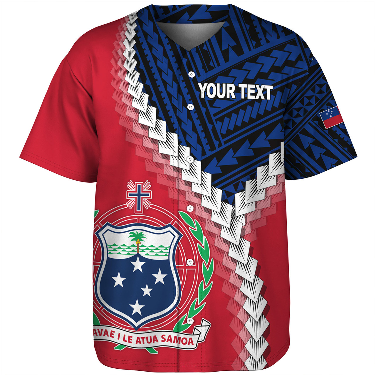 Samoa Baseball Shirt Samoa Coat Of Arms With Polynesian Tattoo Flag Style