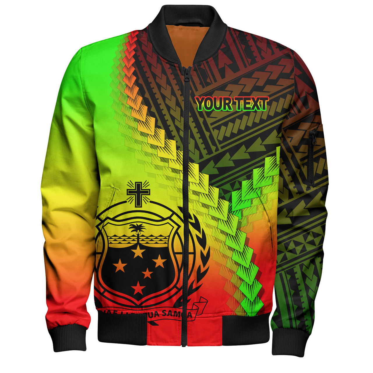 Samoa Bomber Jacket Samoa Coat Of Arms With Polynesian Tattoo Style