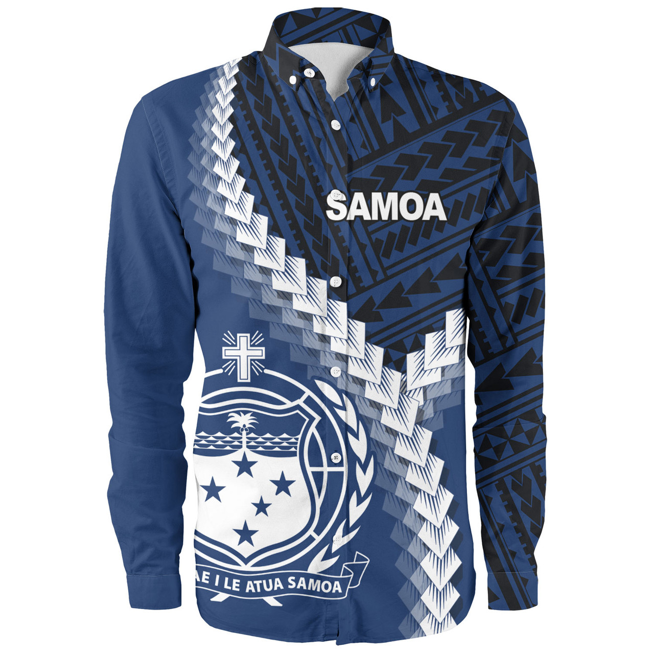 Samoa Long Sleeve Shirt Samoa Coat Of Arms With Polynesian Tattoo Style