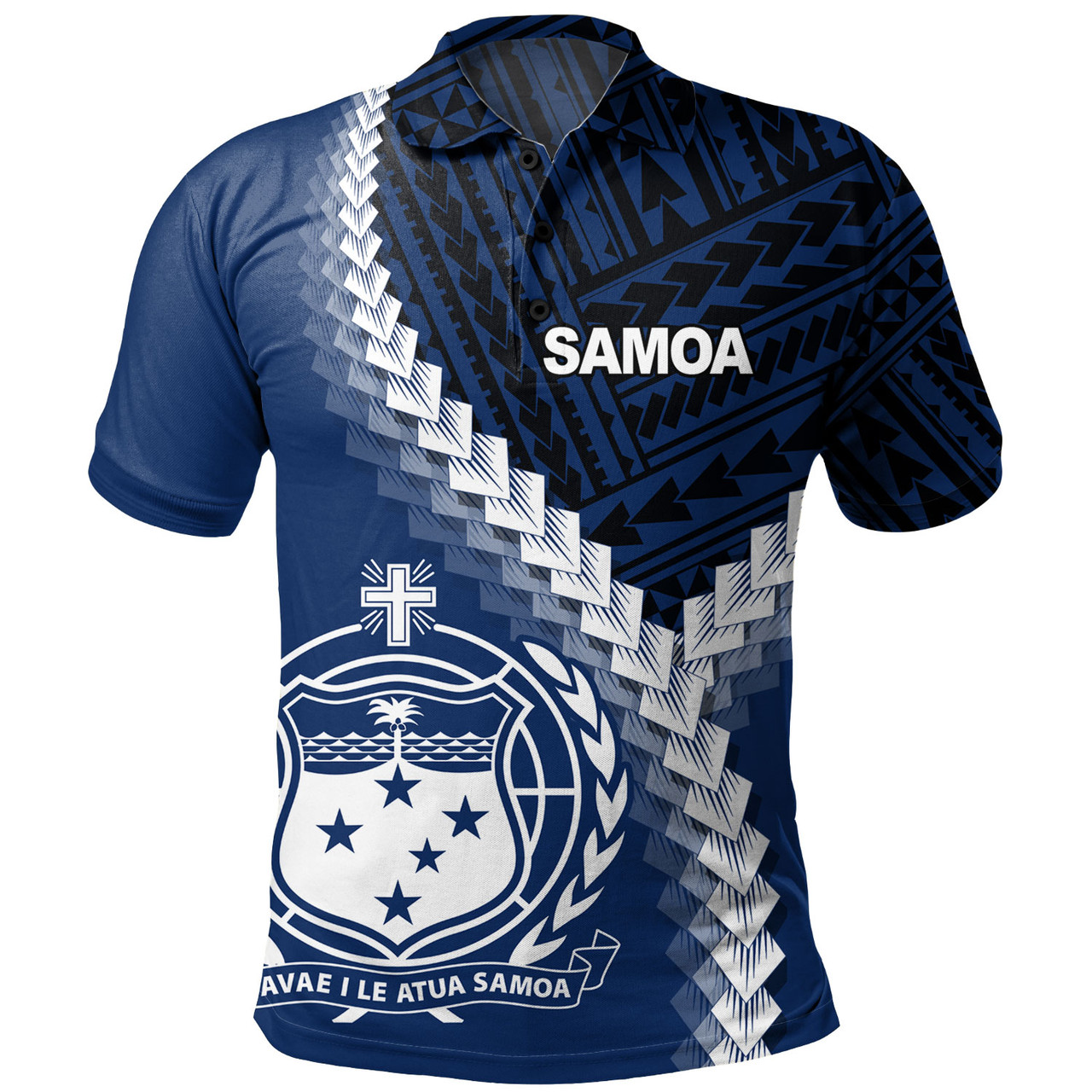 Samoa Polo Shirt Samoa Coat Of Arms With Polynesian Tattoo Style