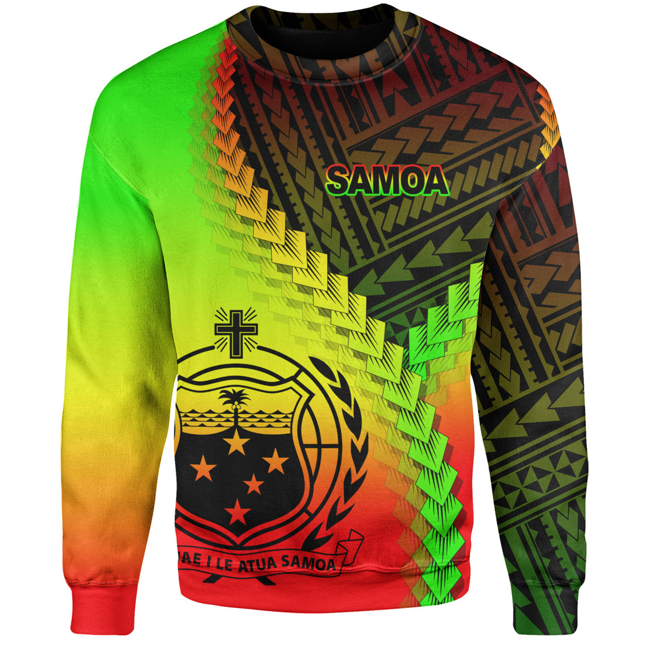 Samoa Sweatshirt Samoa Coat Of Arms With Polynesian Tattoo Style