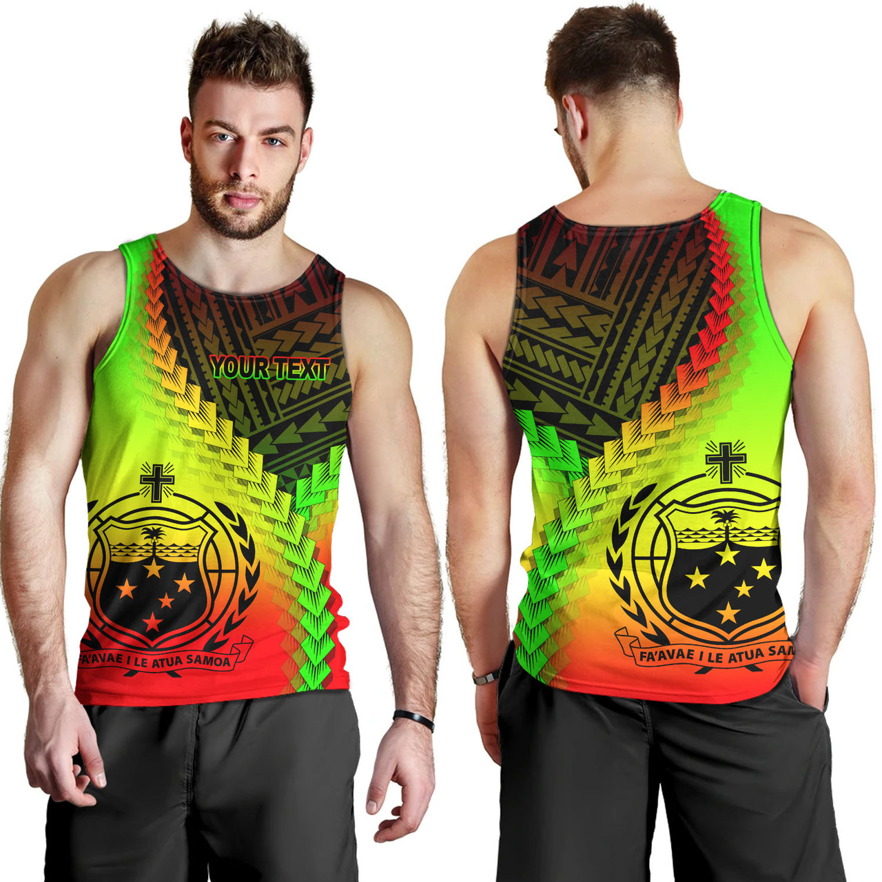 Samoa Tank Top Samoa Coat Of Arms With Polynesian Tattoo Style