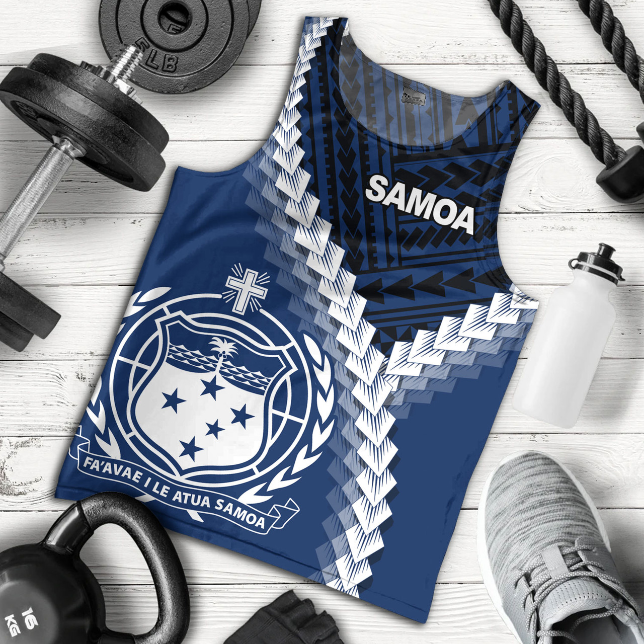 Samoa Tank Top Samoa Coat Of Arms With Polynesian Tattoo Style