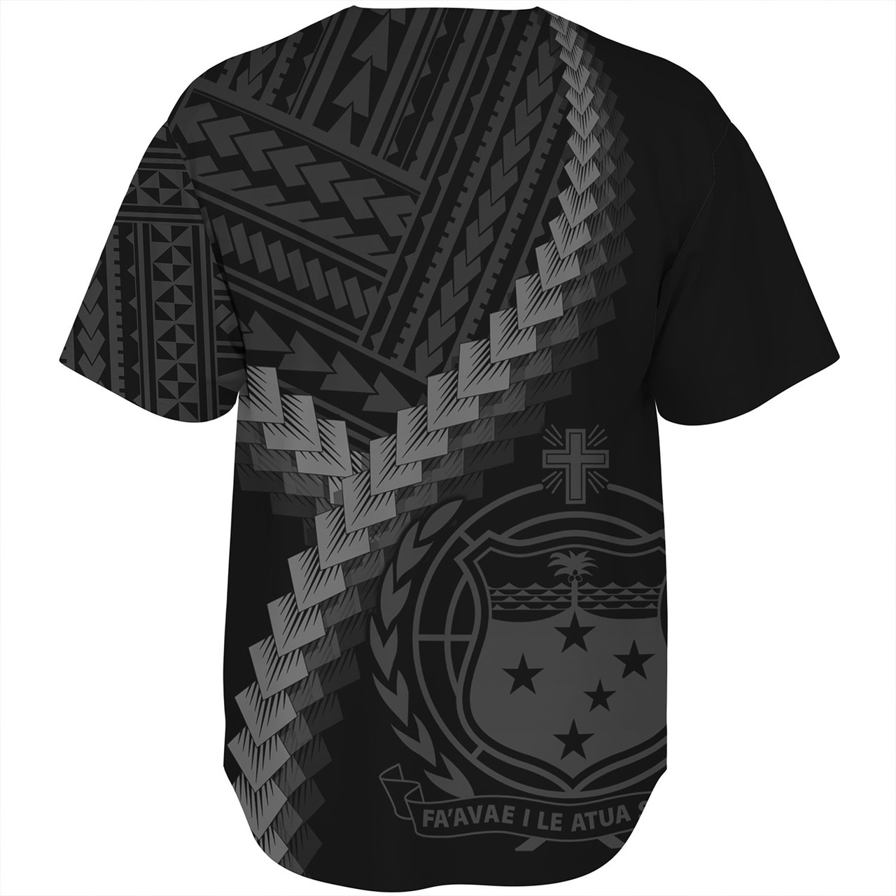 Samoa Baseball Shirt Samoa Coat Of Arms With Polynesian Tattoo Style