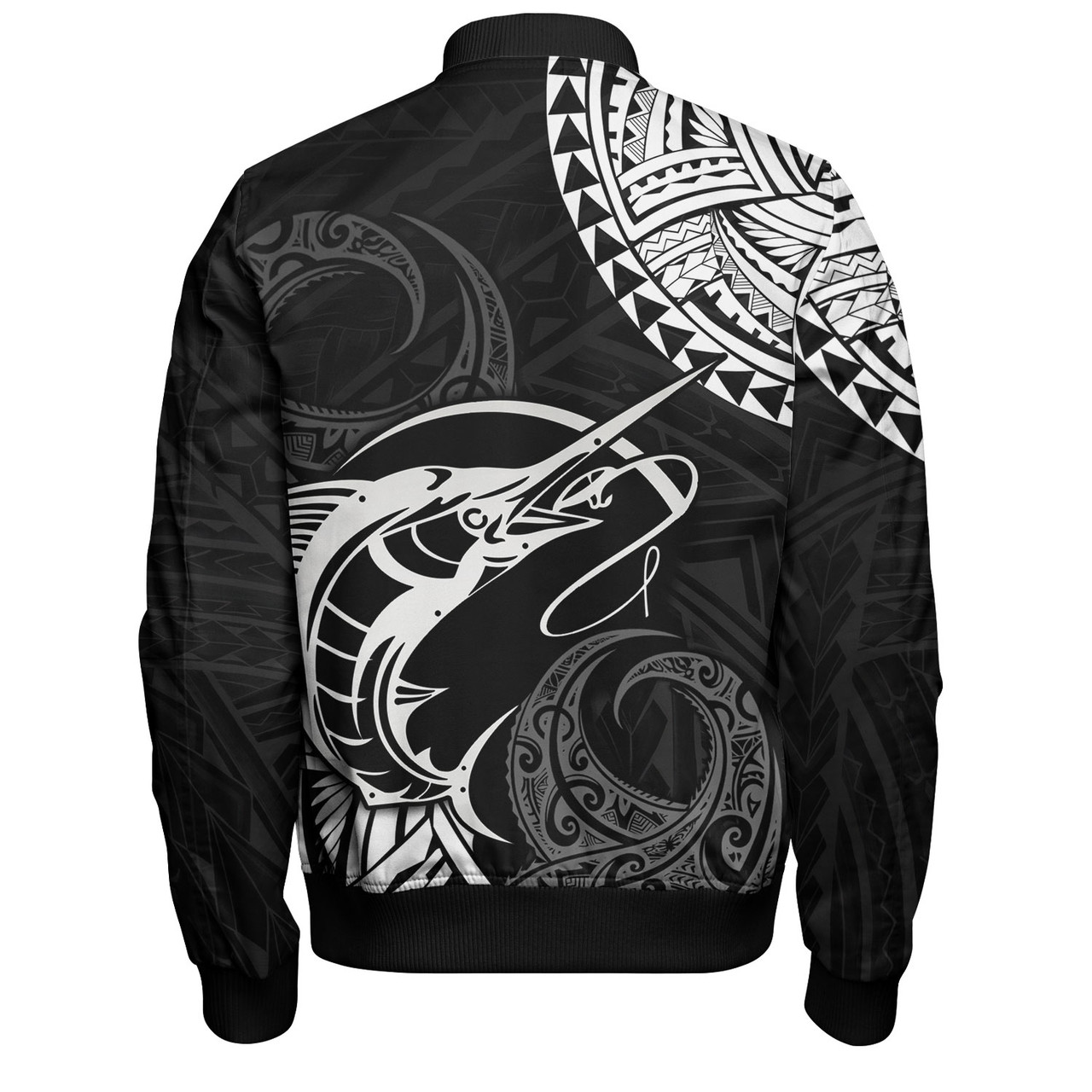 Hawaii Bomber Jacket Go Fishing Polynesian Tribal Patterns