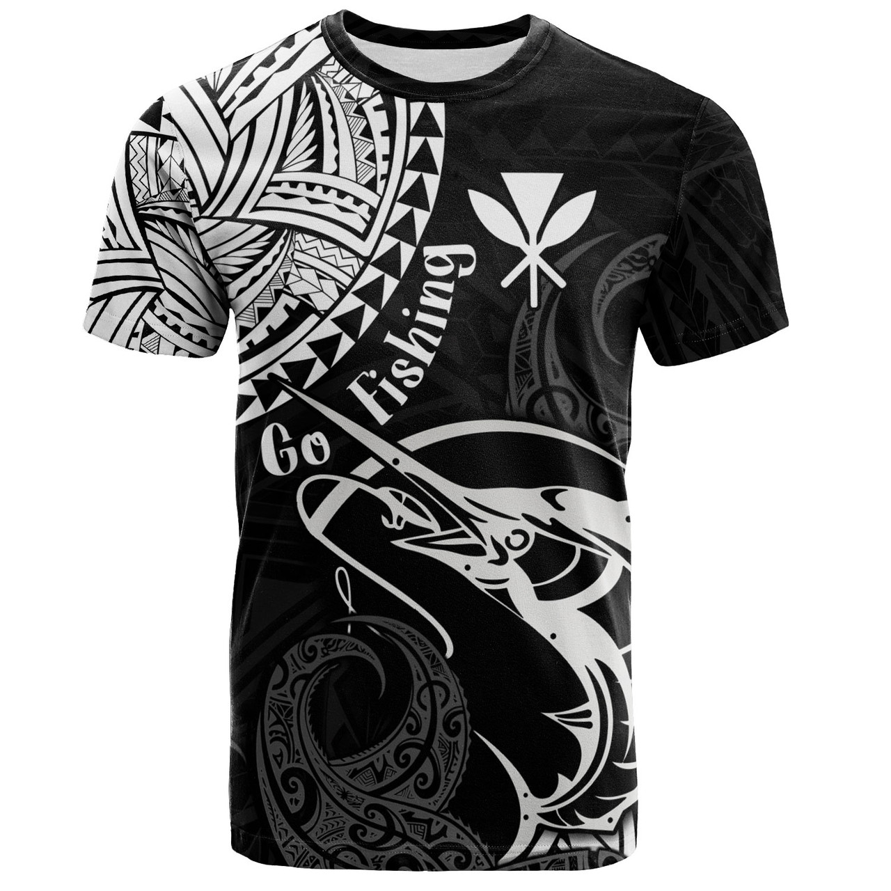 Hawaii T-Shirt Go Fishing Polynesian Tribal Patterns