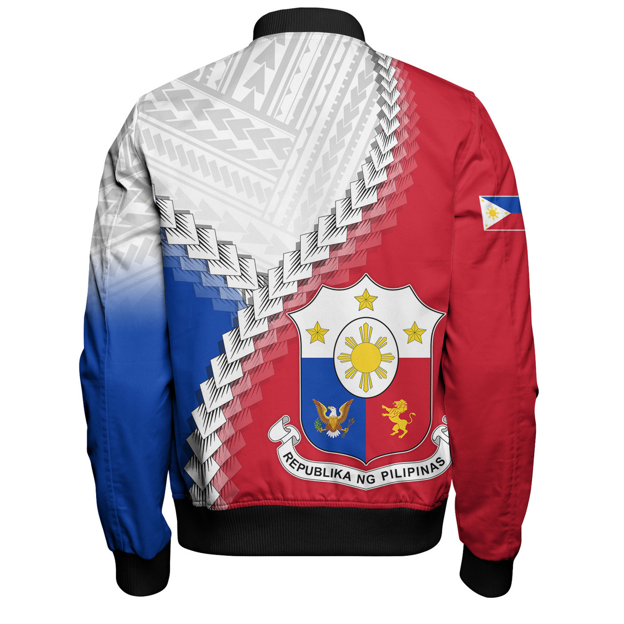 Philippines Filipinos Bomber Jacket Custom Filipino Coat Of Arms With Tribal Patterns Flag Style