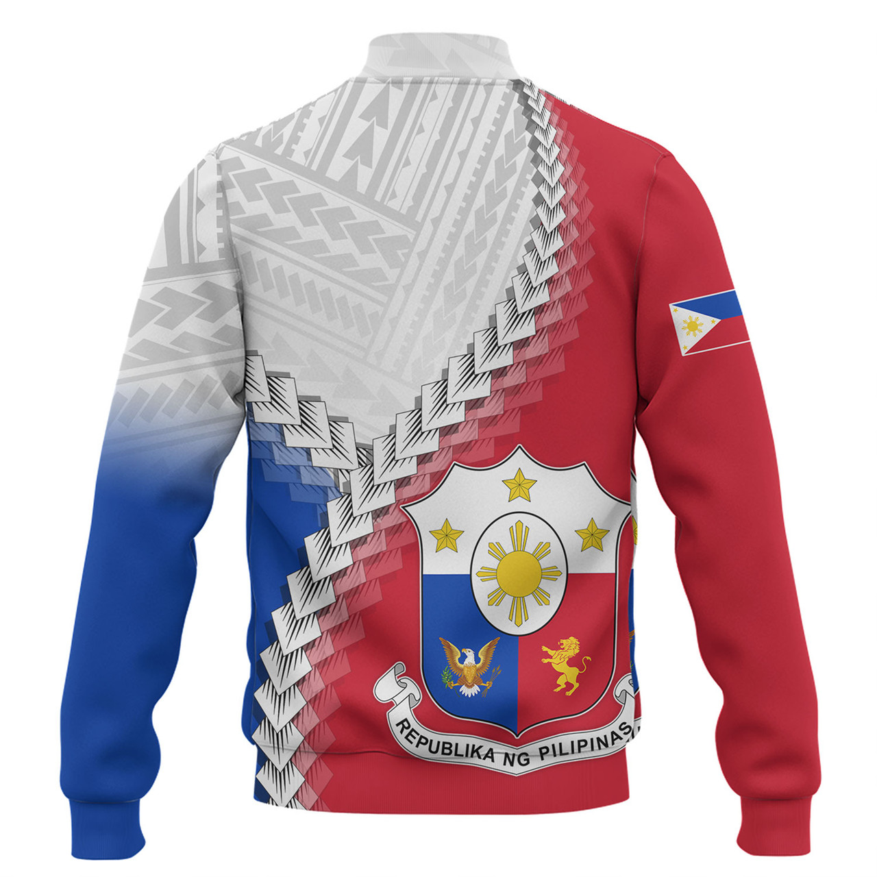 Philippines Filipinos Baseball Jacket Custom Filipinos Coat Of Arms With Tribal Patterns Flag Style