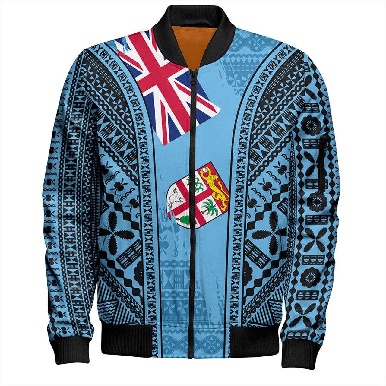 Fiji Bomber Jacket Bula Pattern Style Flag