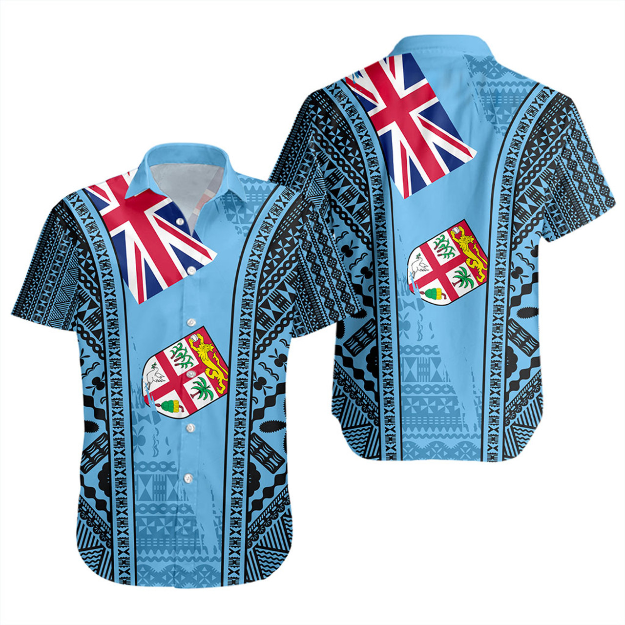 Fiji Short Sleeve Shirt Bula Pattern Style Flag