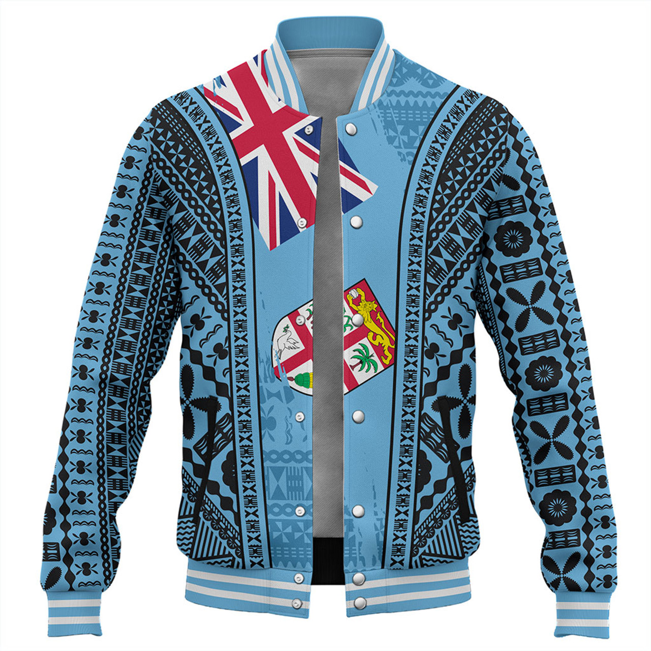 Fiji Baseball Jacket Bula Pattern Style Flag