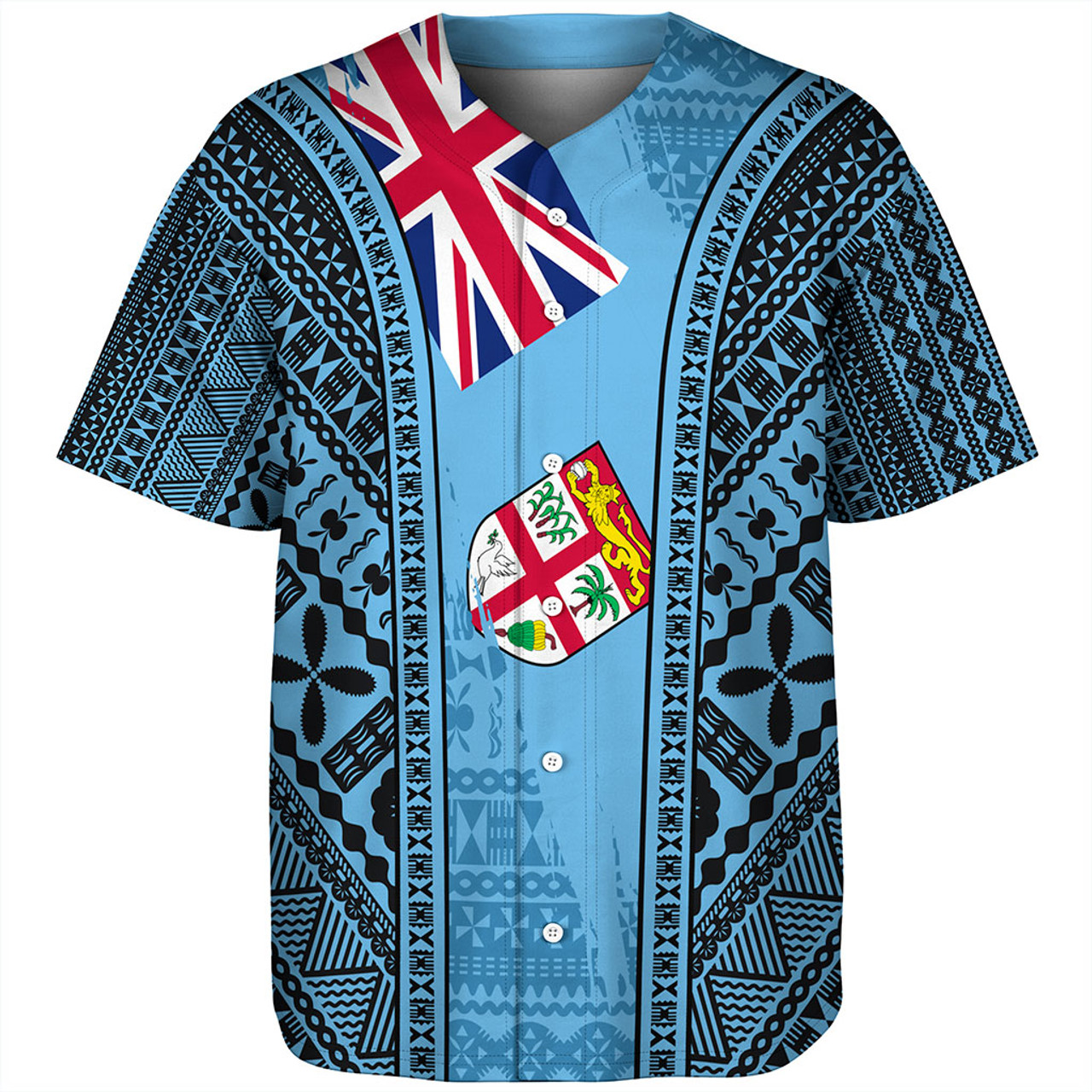 Fiji Baseball Shirt Bula Pattern Style Flag