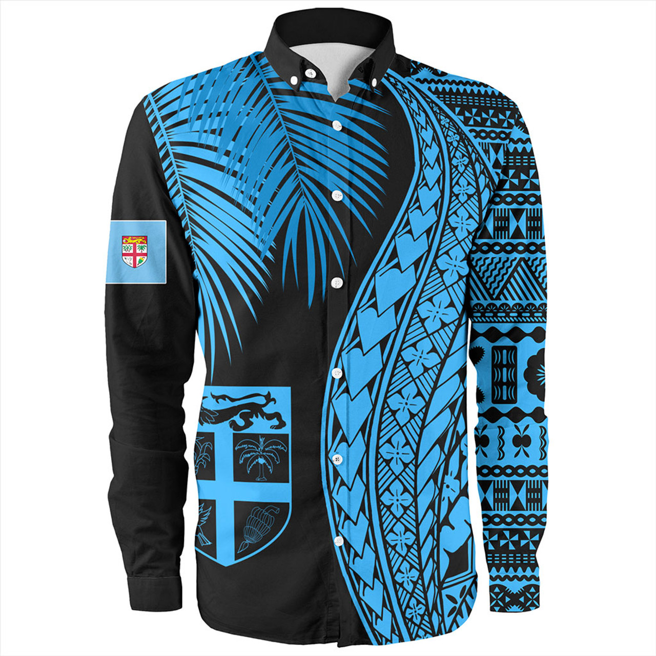 Fiji Long Sleeve Shirt Traditional Tattoo Style Leaf