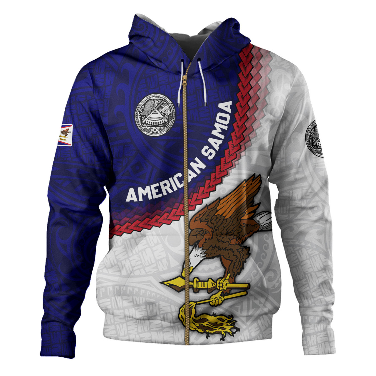 American Samoa Hoodie Custom Polynesian Tradition Seal Flag Color