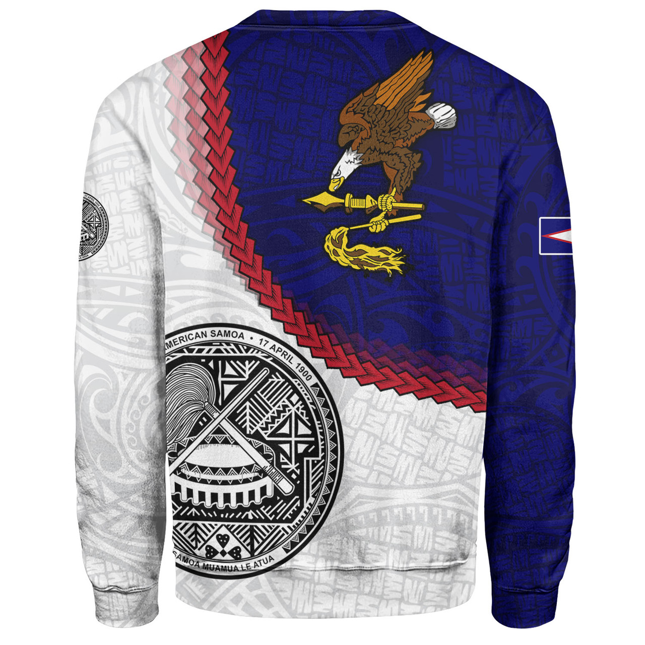 American Samoa Sweatshirt Custom Polynesian Tradition Seal Flag Color