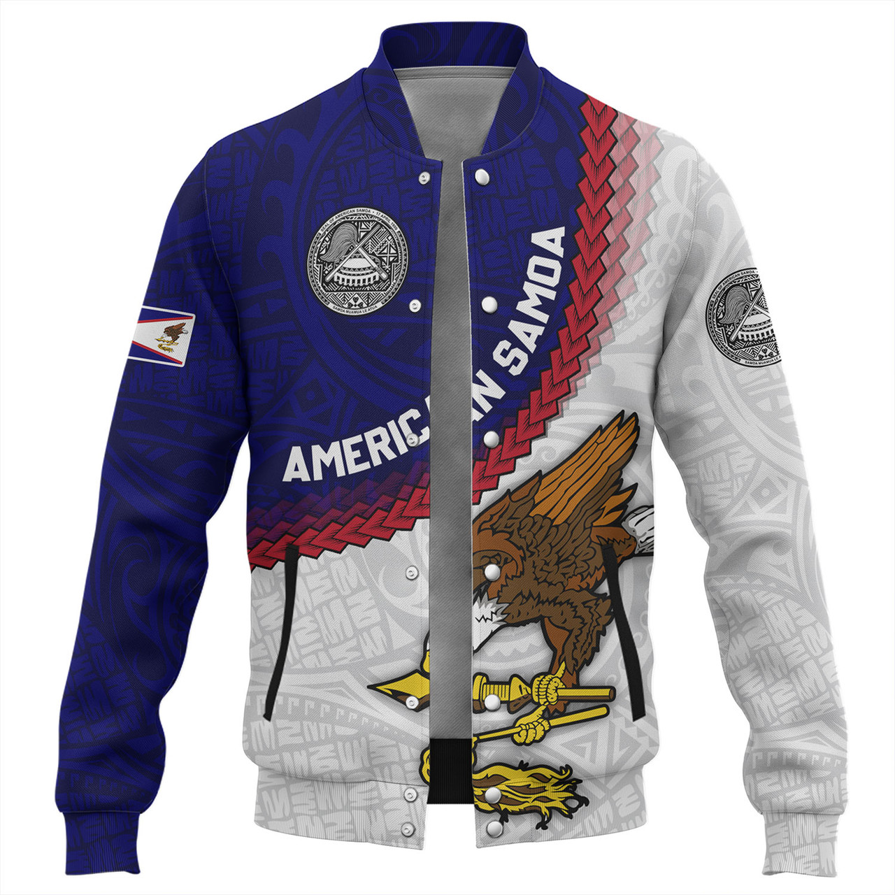 American Samoa Baseball Jacket Custom Polynesian Tradition Seal Flag Color