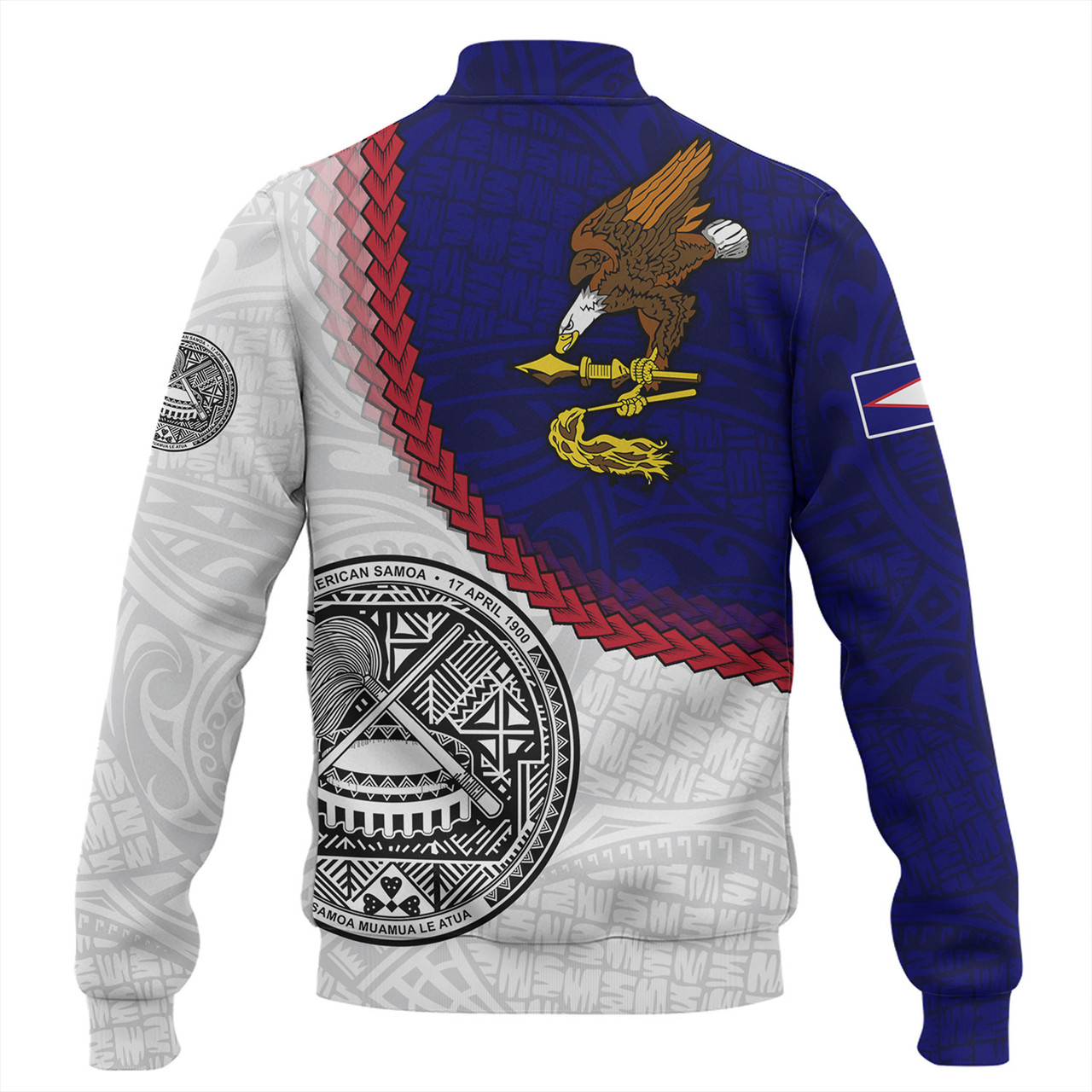 American Samoa Baseball Jacket Custom Polynesian Tradition Seal Flag Color