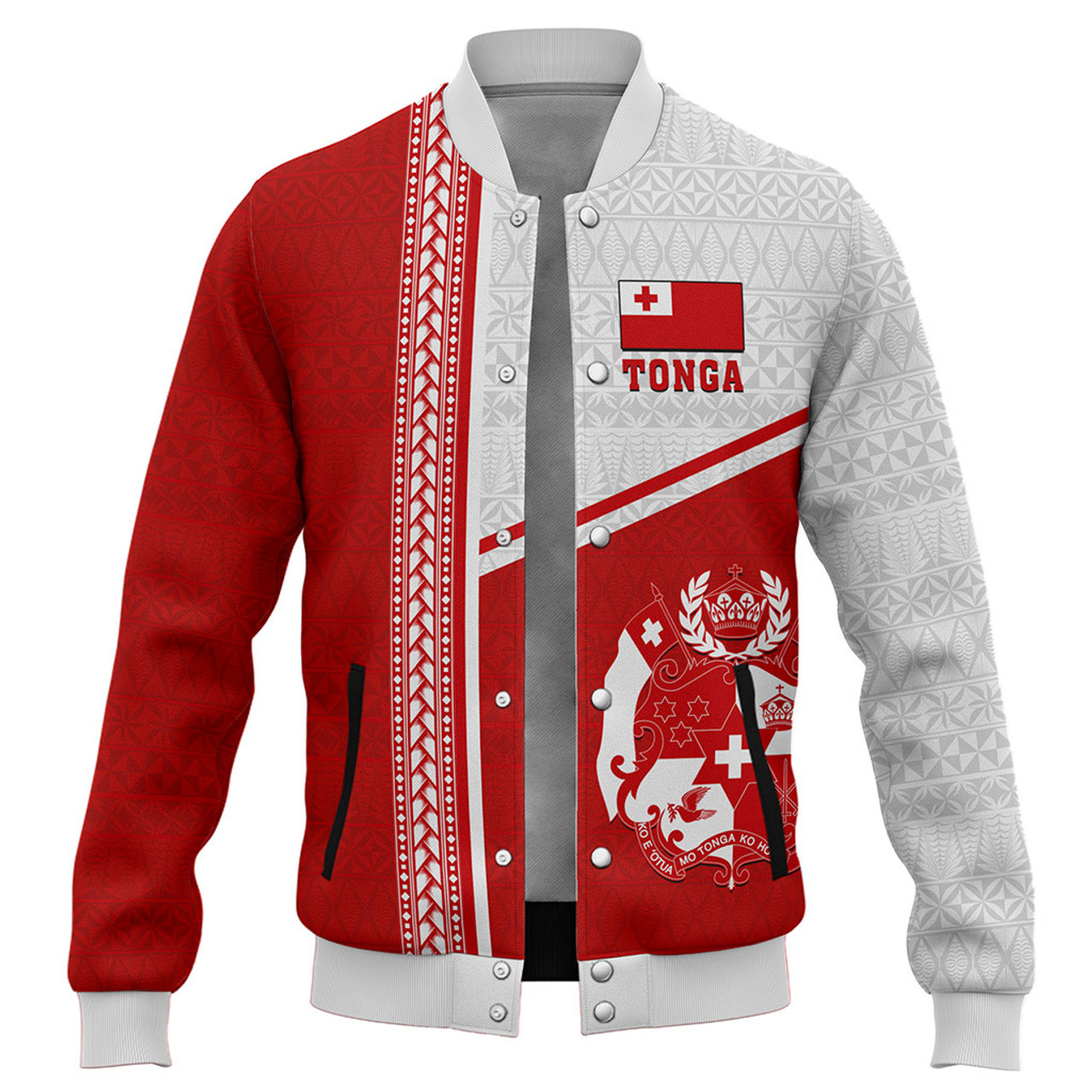 Tonga Baseball Jacket Custom Tribal Ngatu Design Flag