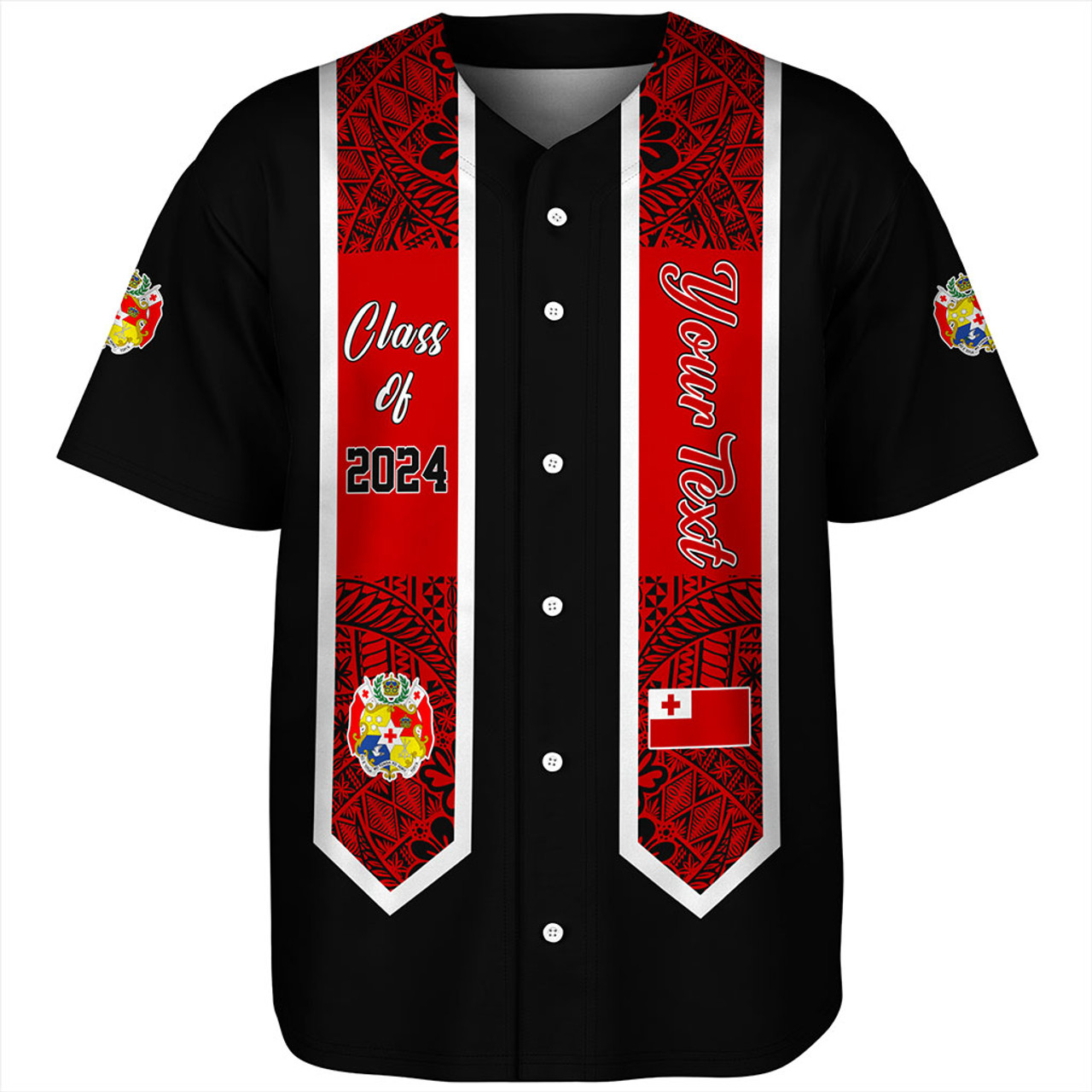 Tonga Baseball Shirt Custom Flag Polynesia Tribal Grad Style