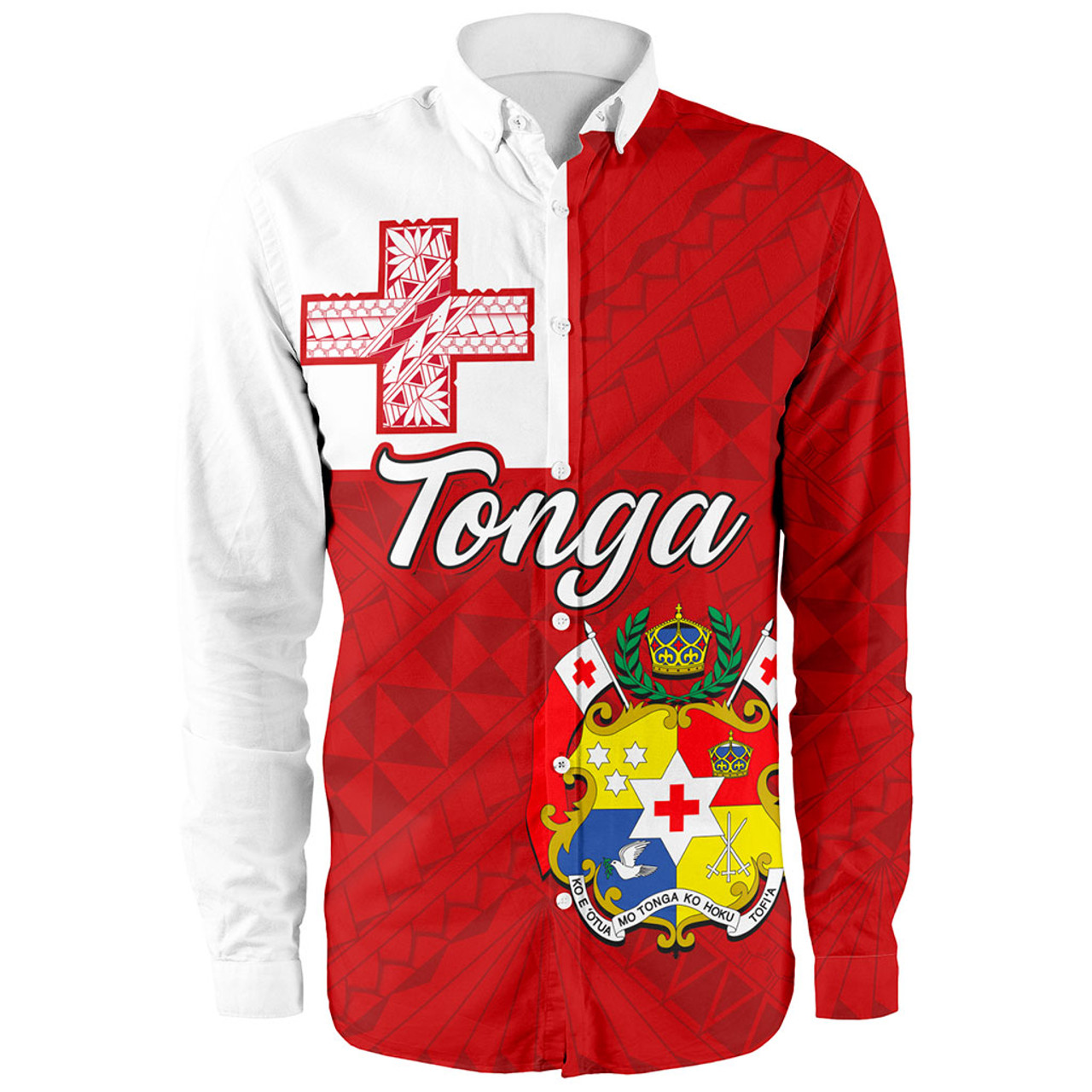 Tonga Long Sleeve Shirt Flag Design With Pattern