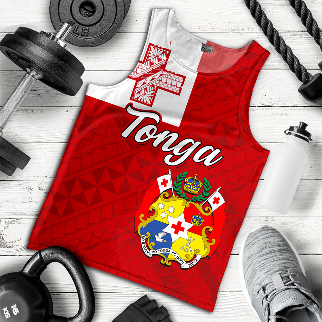 Tonga Tank Top Flag Design With Pattern