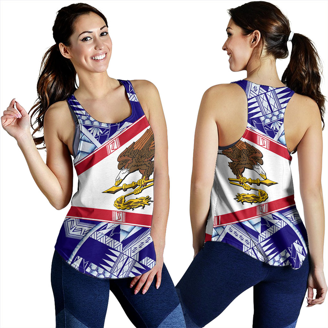 American Samoa Women Tank Flag Design With Pattern