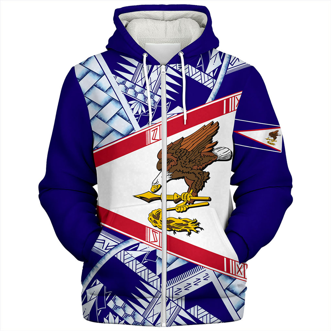 American Samoa Sherpa Hoodie Flag Design With Pattern