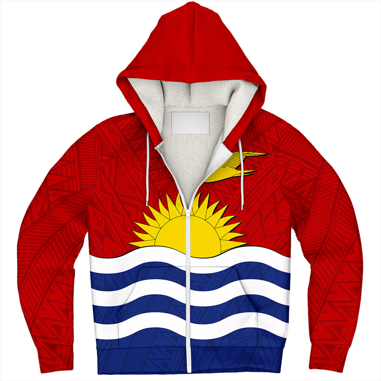 Kiribati Sherpa Hoodie Flag Design With Pattern