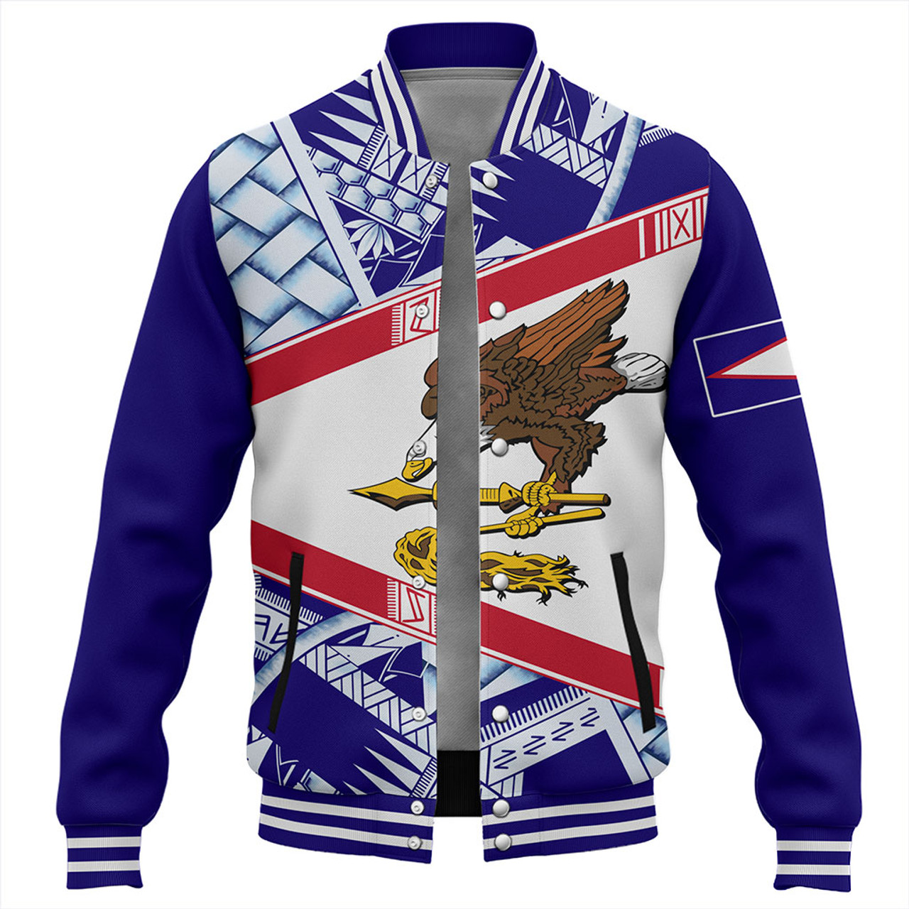 American Samoa Baseball Jacket Flag Design With Pattern