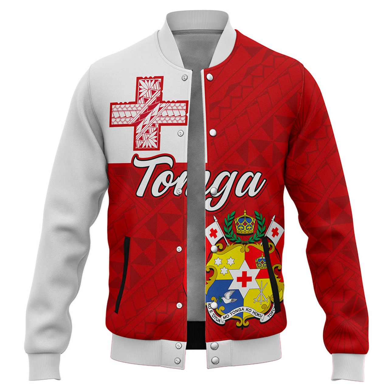 Tonga Baseball Jacket Flag Design With Pattern