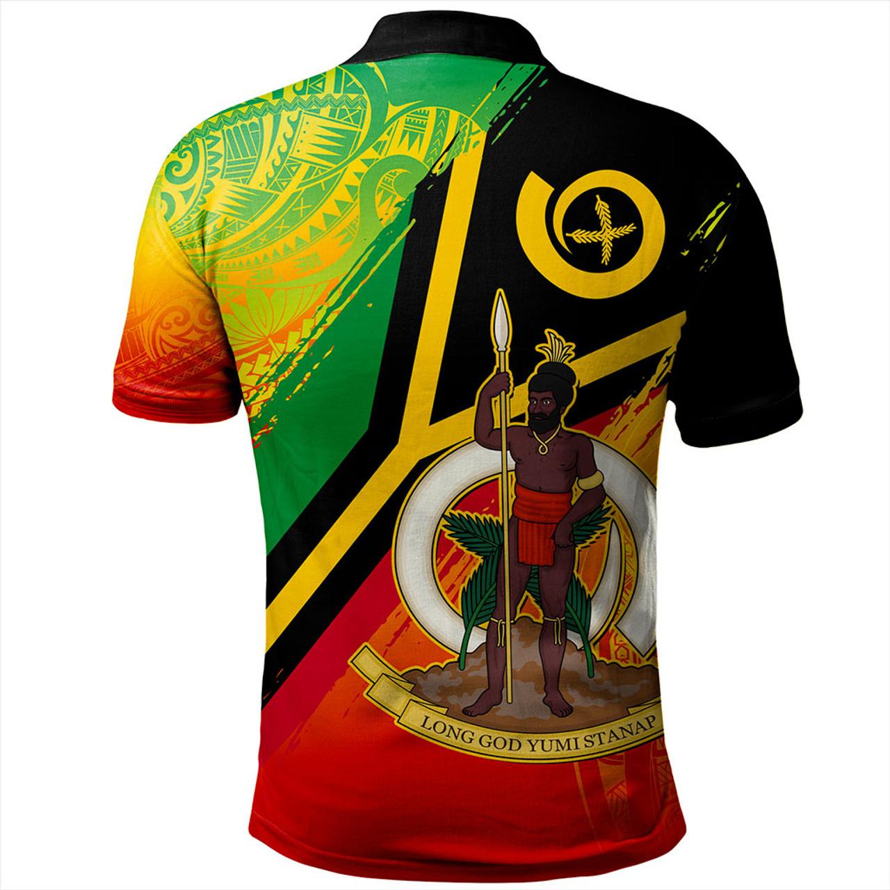Vanuatu Polo Shirt Tribal Pattern Flag Grunge
