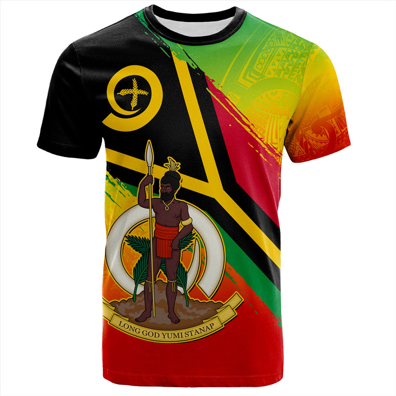 Vanuatu T-Shirt Tribal Pattern Flag Grunge