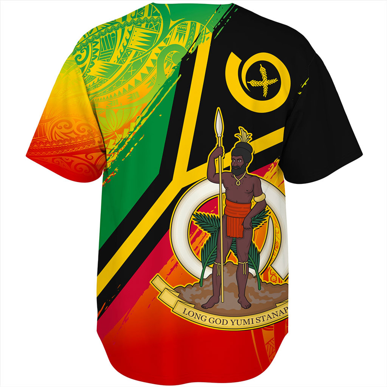 Vanuatu Baseball Shirt Tribal Pattern Flag Grunge