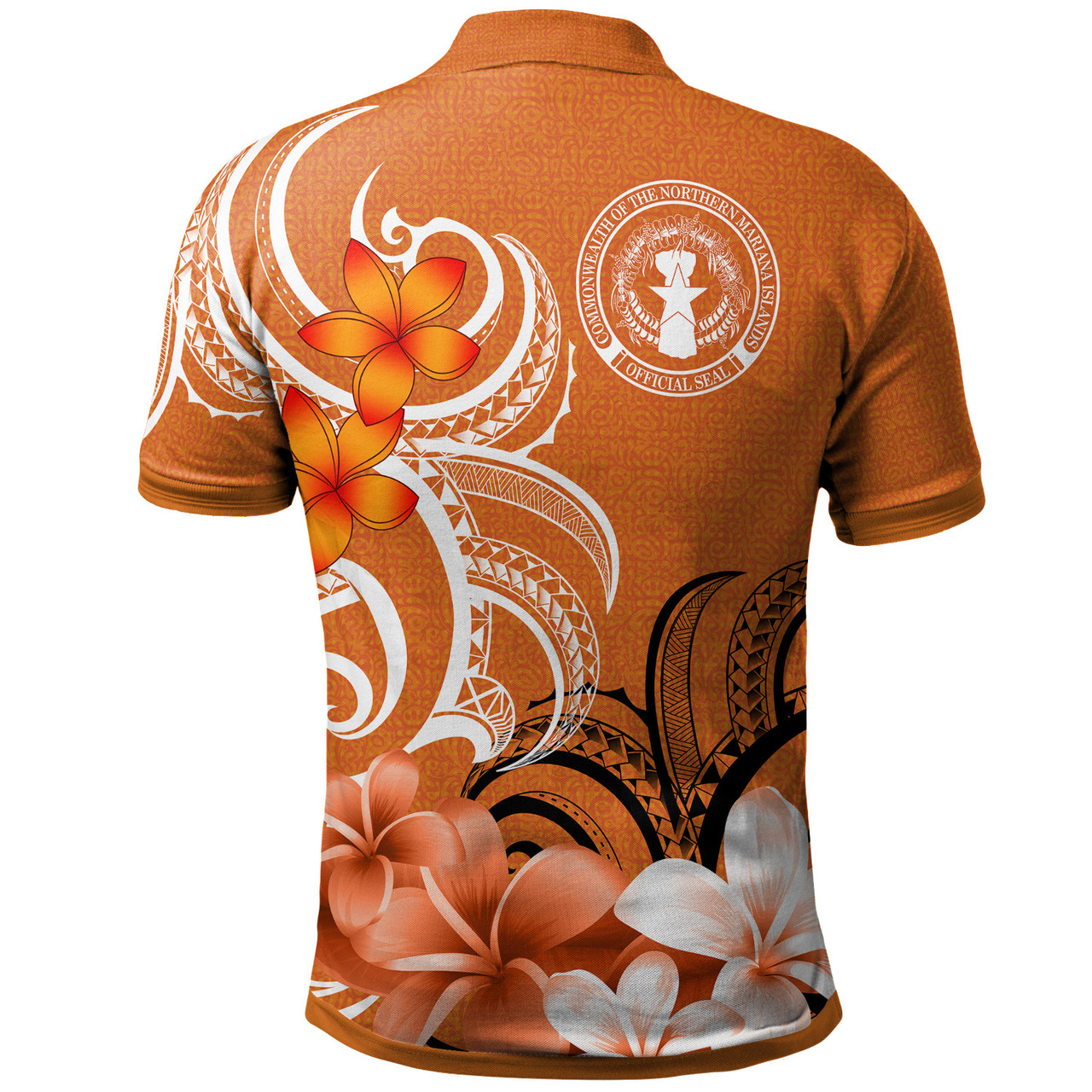 Northern Mariana Islands Polo Shirt Custom Personalised Floral Spirit Orange2