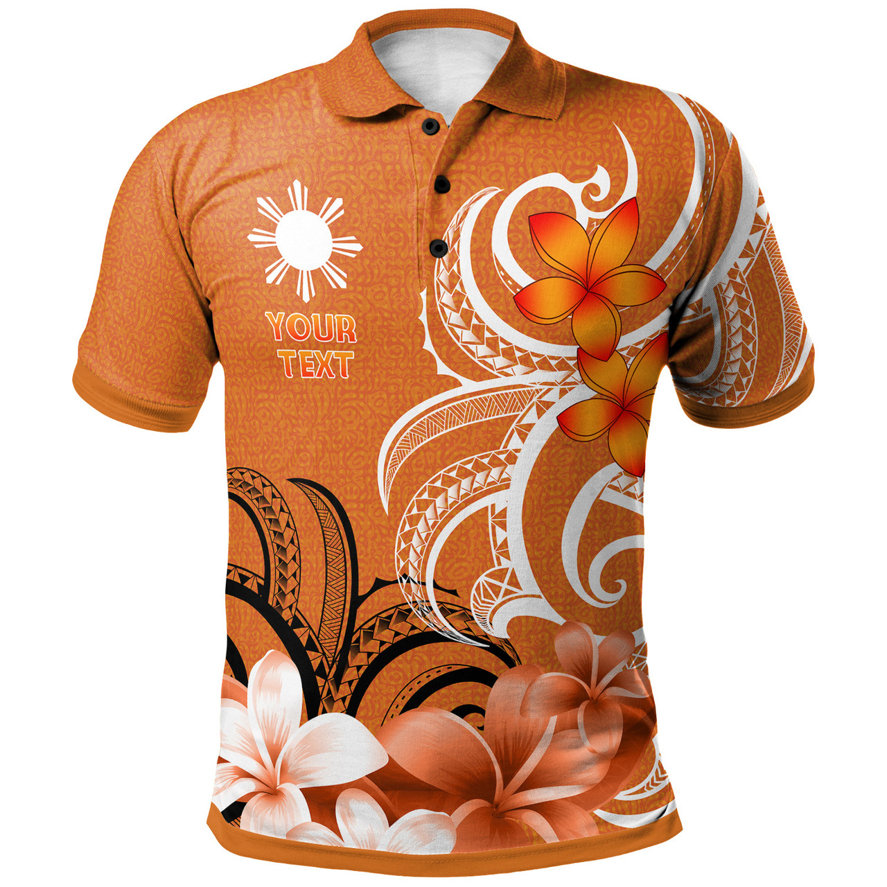 Philippines Filipinos Polo Shirt Custom Personalised Floral Spirit Orange3