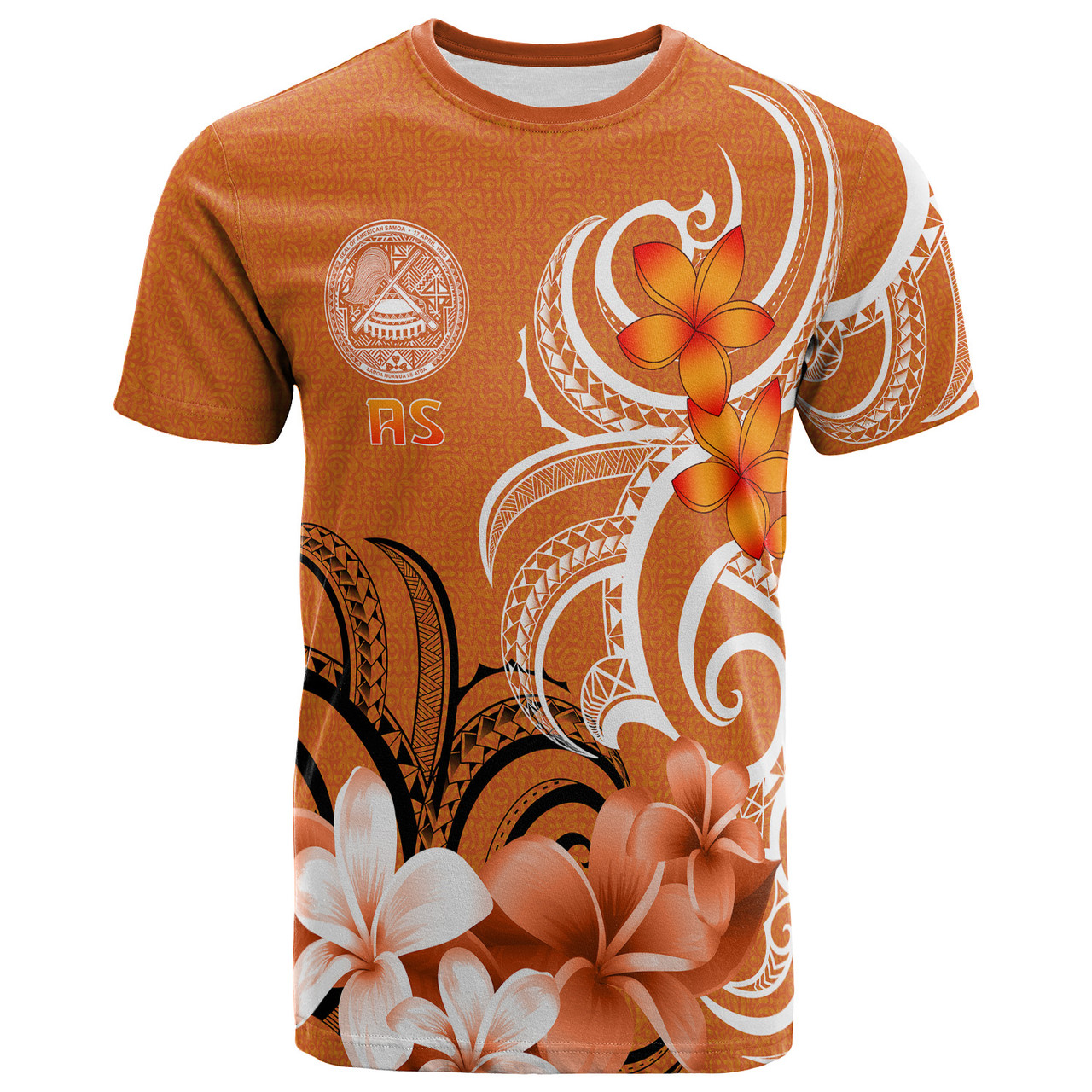 American Samoa T-Shirt Custom Personalised Floral Spirit Orange1