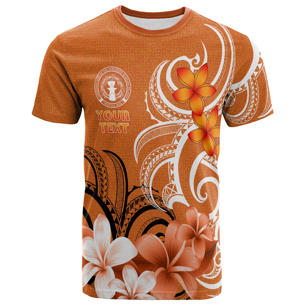 Northern Mariana Islands T-Shirt Custom Personalised Floral Spirit Orange3