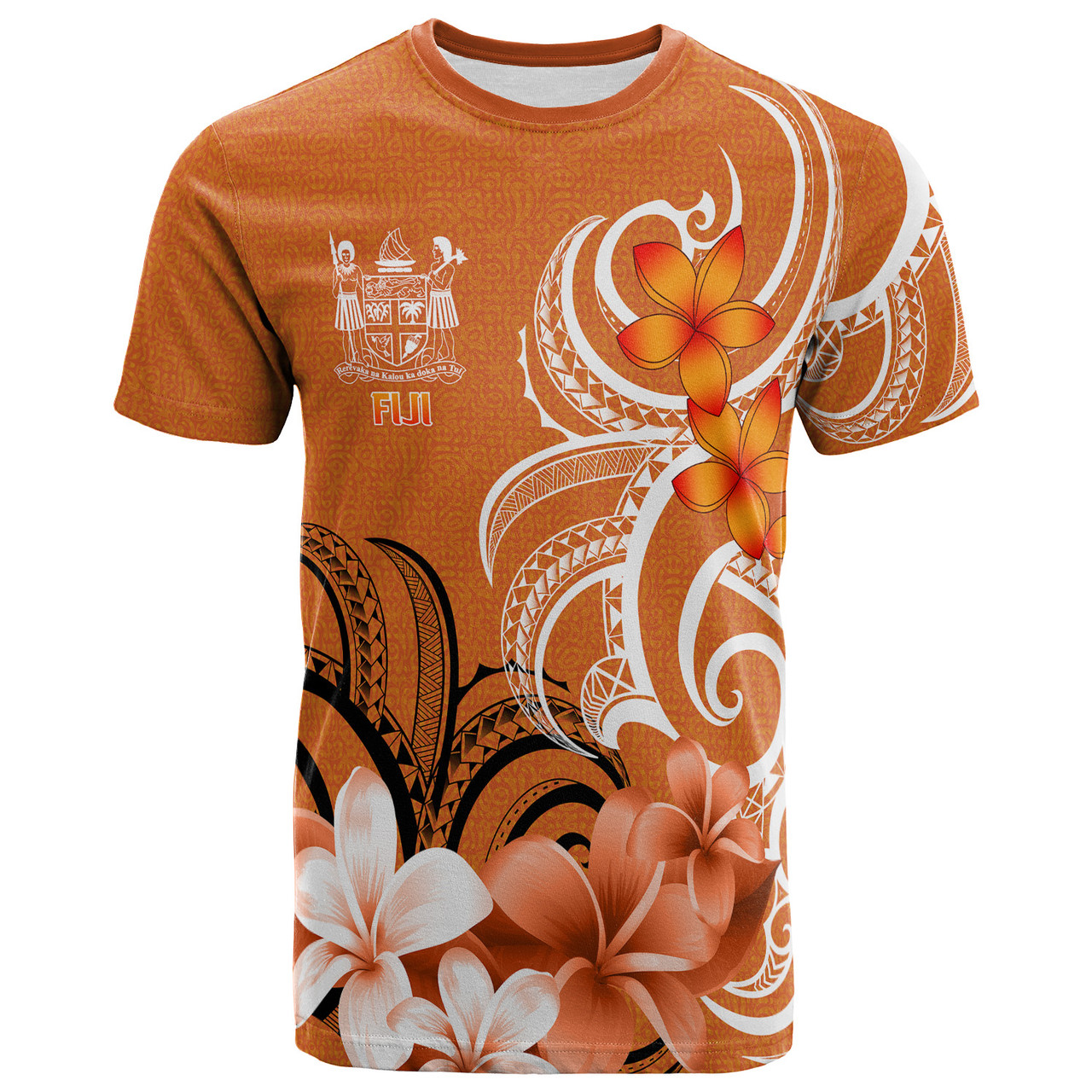 Fiji Crest Custom Personalised T-Shirt - Floral Spirit Orange1