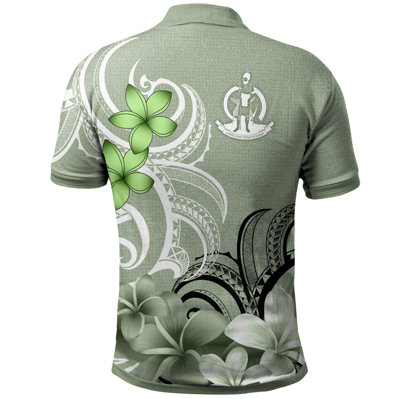 Vanuatu Polo Shirt Custom Personalised Floral Spirit Sage Green2