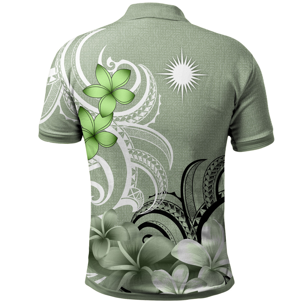 Marshall Islands Polo Shirt Custom Personalised Floral Spirit Sage Green2