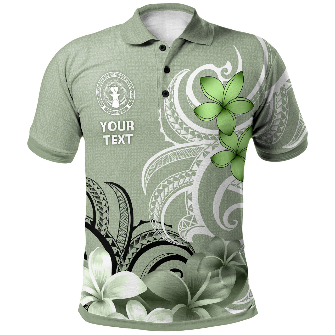 Northern Mariana Islands Polo Shirt Custom Personalised Floral Spirit Sage Green3