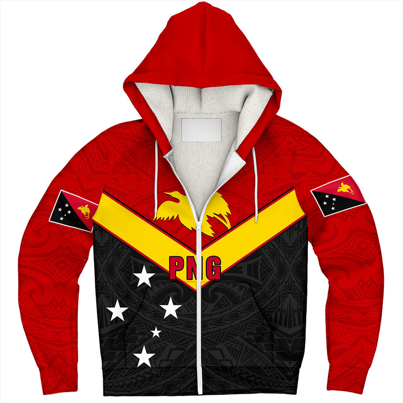 Papua New Guinea Sherpa Hoodie PNG Tribal Melanesia Sport Style