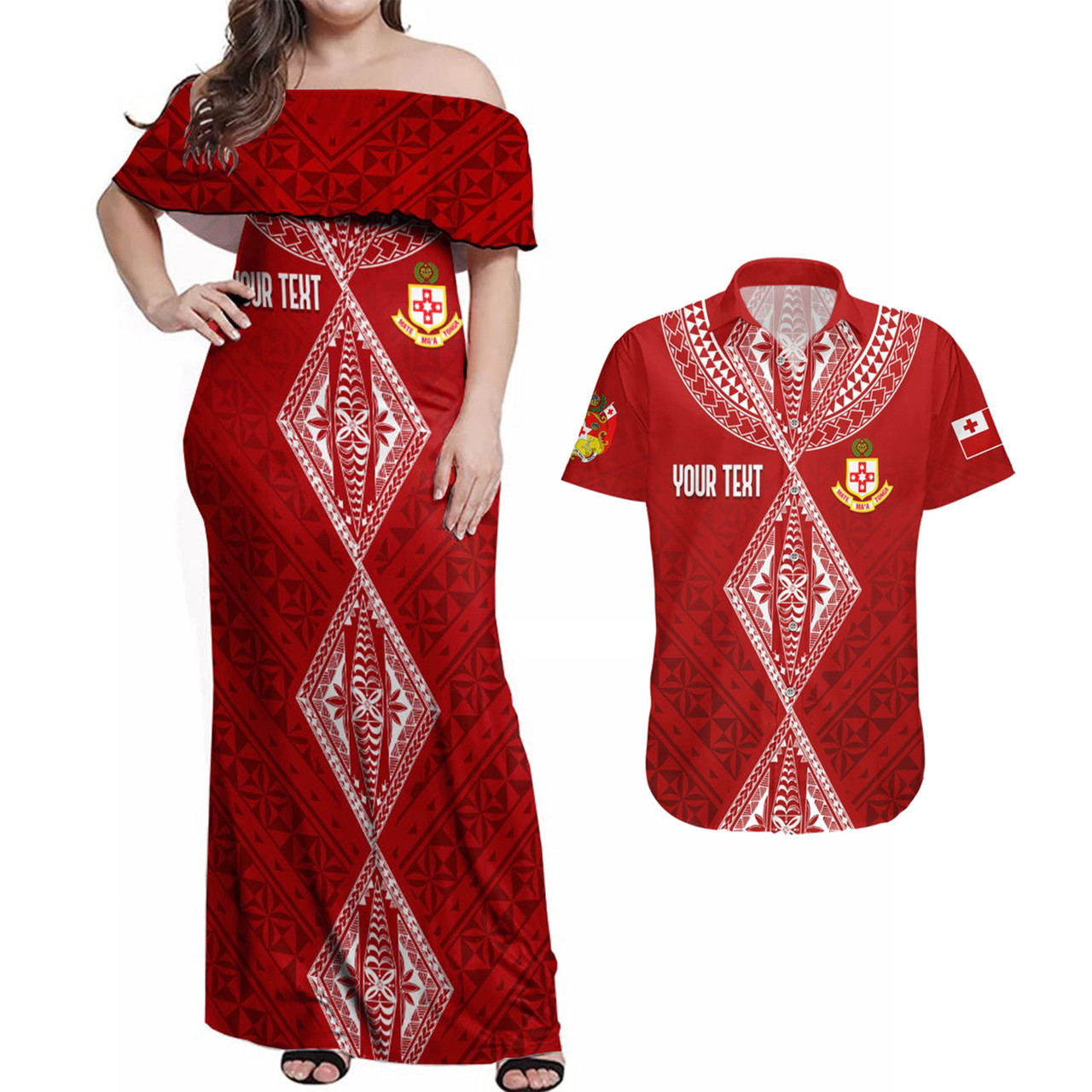 Tonga Custom Combo Dress And Shirt Kolisi Atele Tongan Kupesi special