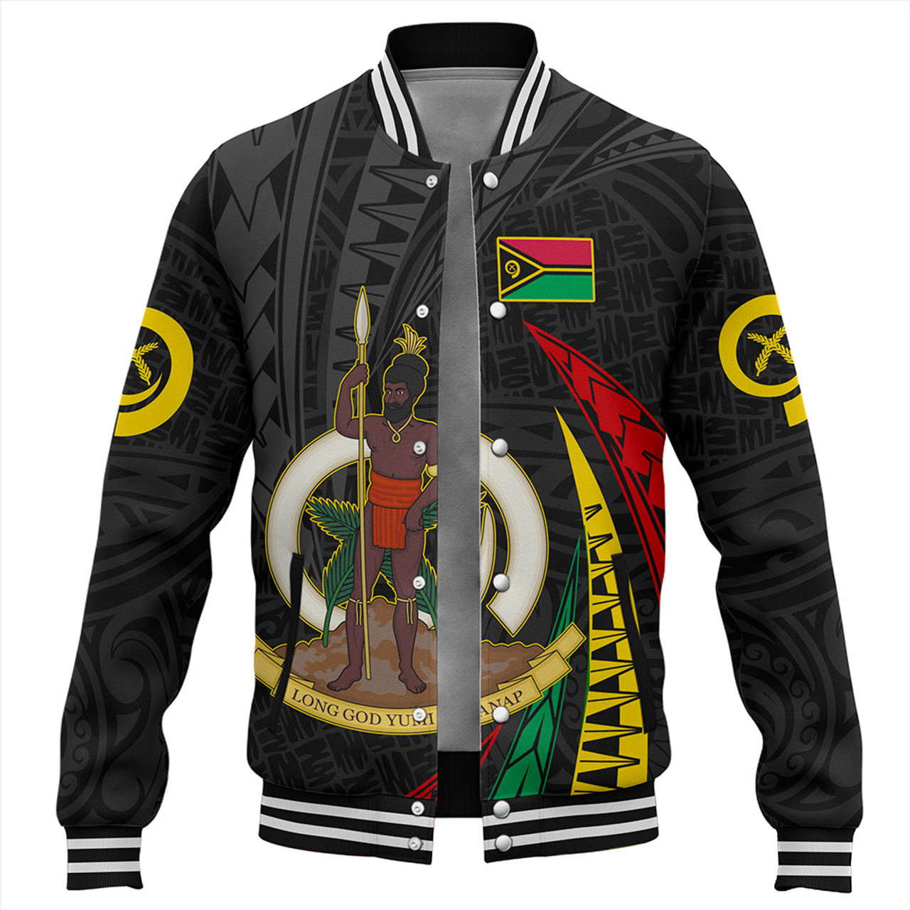 Vanuatu Baseball Jacket Melanesian Tribal Wave