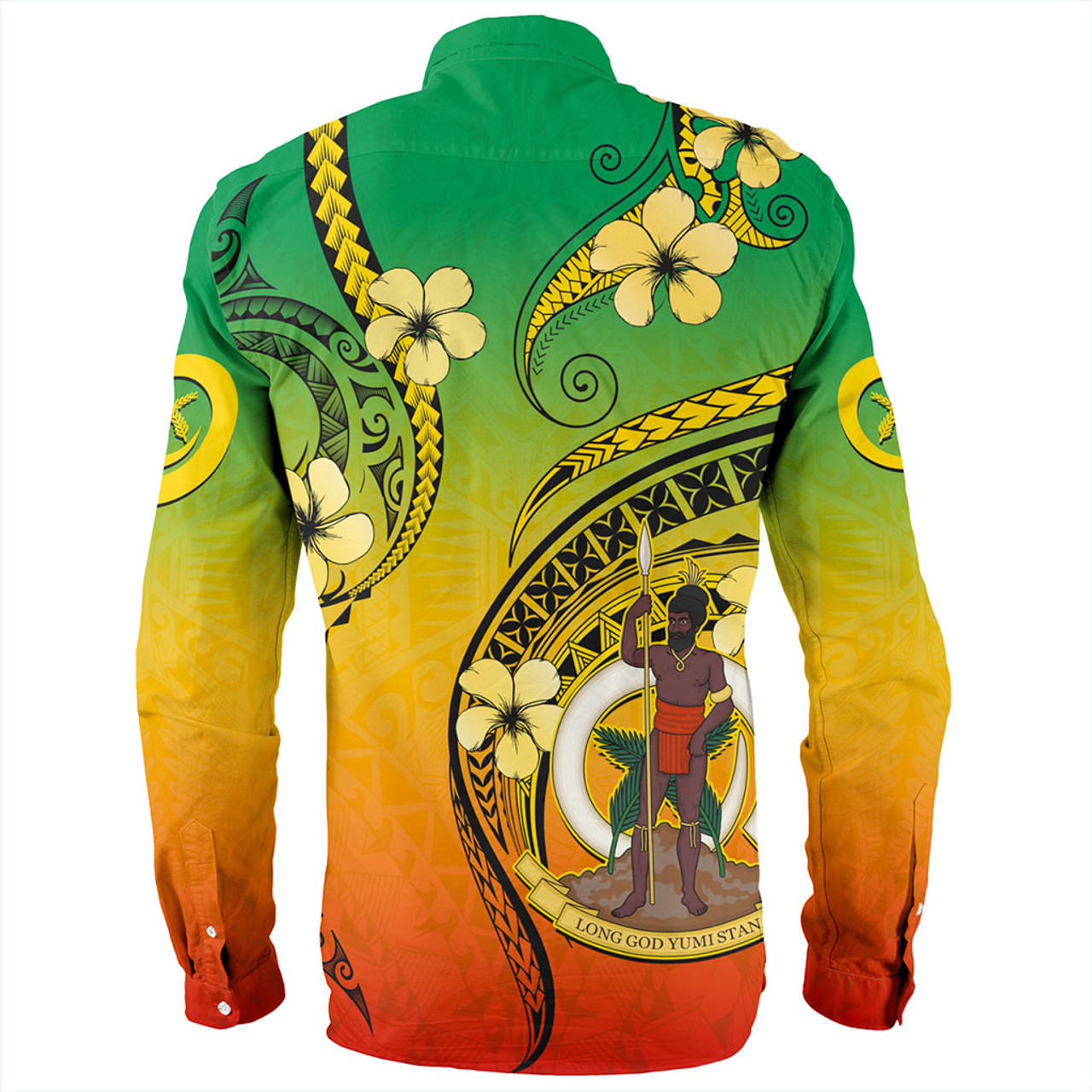 Vanuatu Long Sleeve Shirt Melanesian Style Plumeria Flower