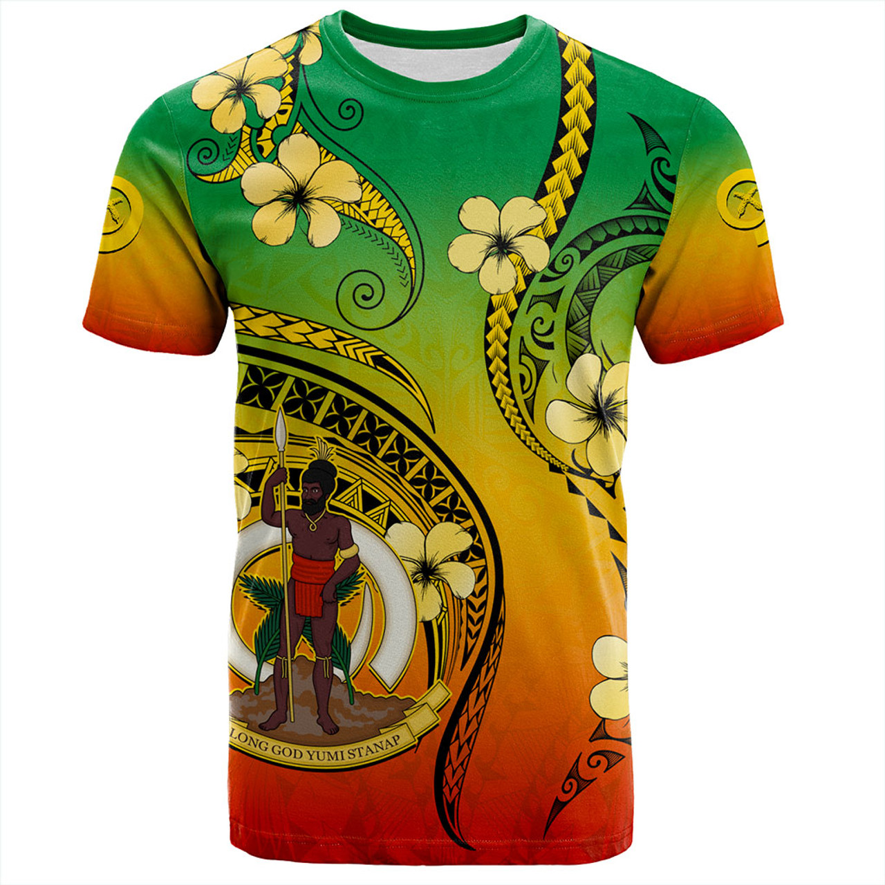 Vanuatu T-Shirt Melanesian Style Plumeria Flower