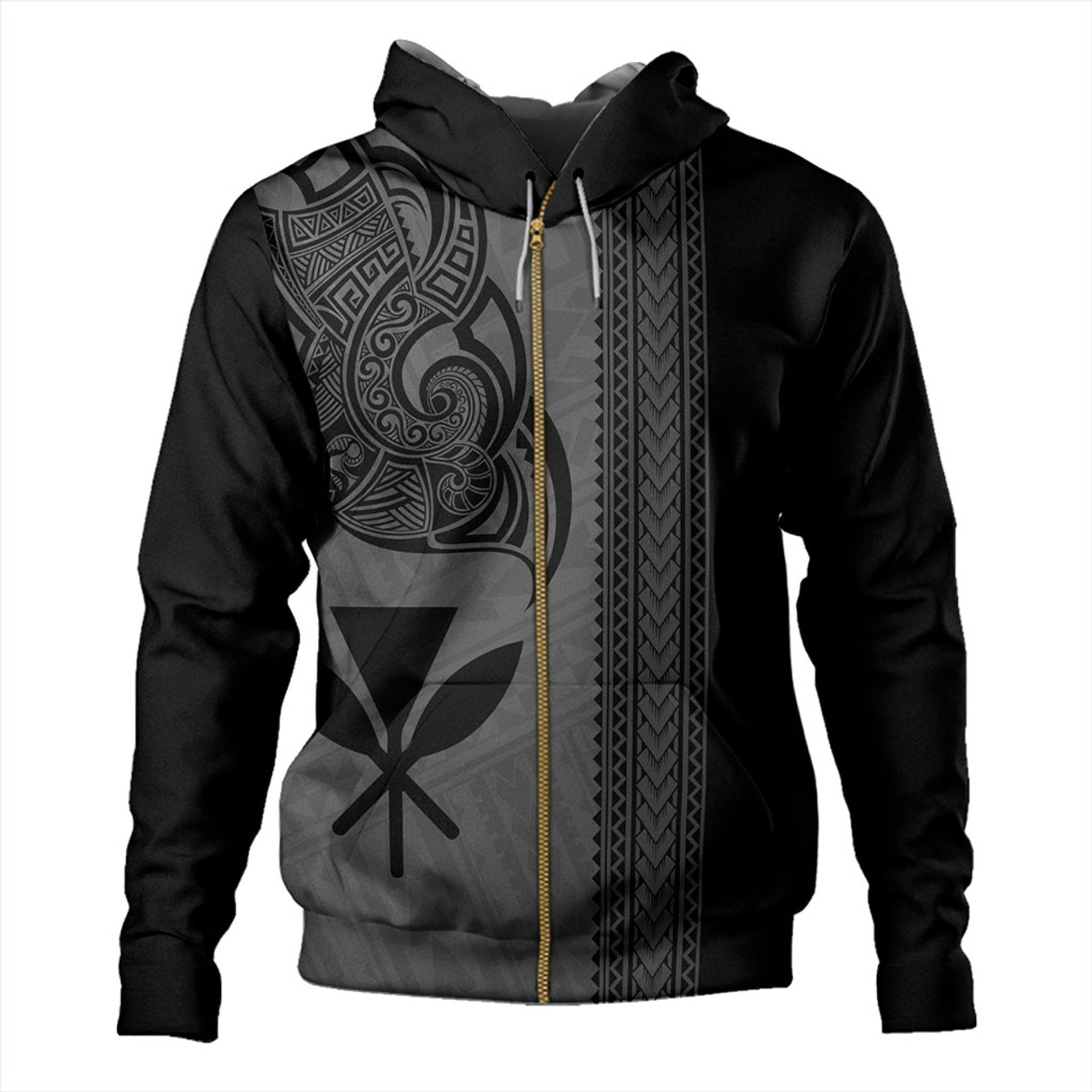 Hawaii Hoodie Polynesia Tribal Tattoo Grey