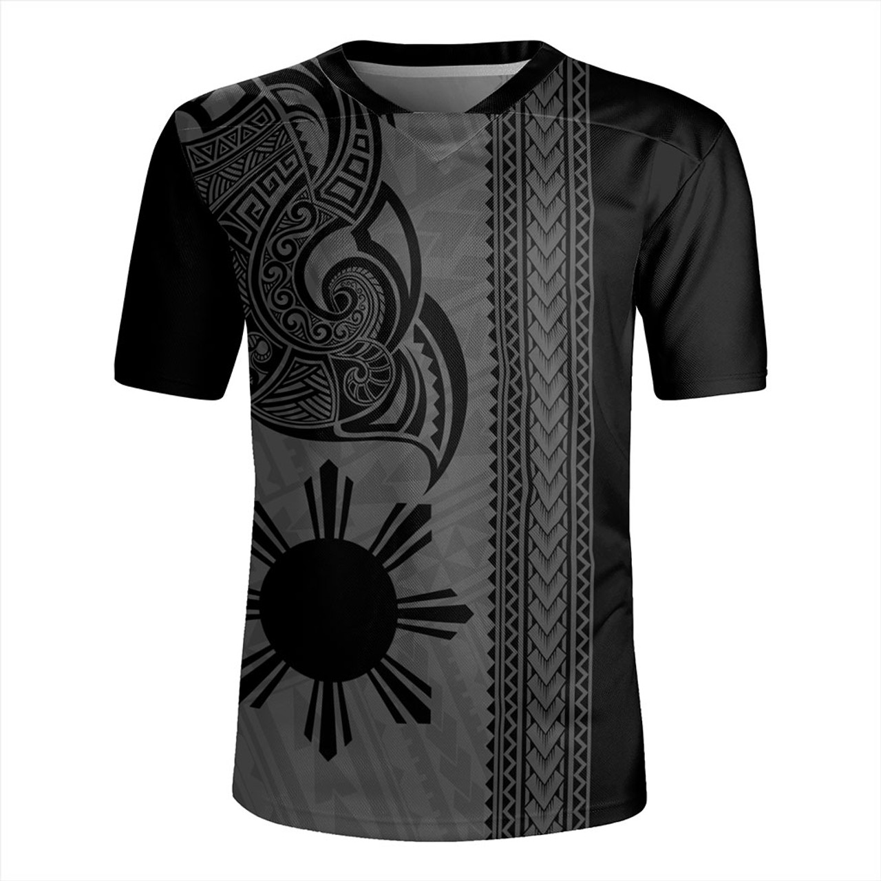 Philippines Filipinos Rugby Jersey Polynesia Tribal Tattoo Grey