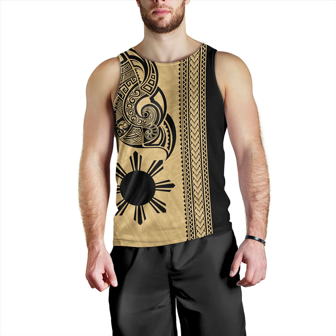 Philippines Filipinos Tank Top Polynesia Tribal Tattoo Gold